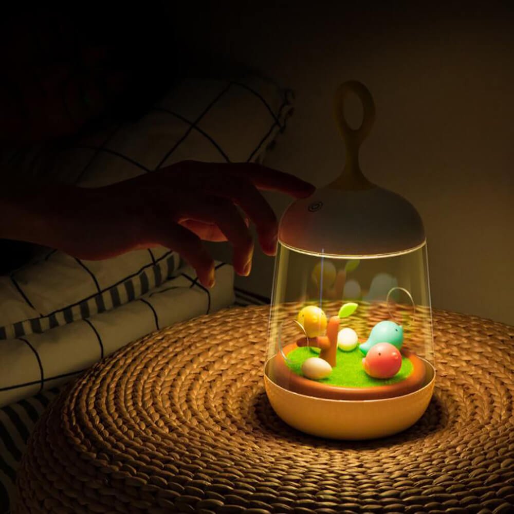 Micro Landscape Night Light Denshine Night Light, Night Light for Kids Micro Landscape Night Light with Music Box Night Lamp with 7 Color Changing Modes Best Gifts for Kids (White)