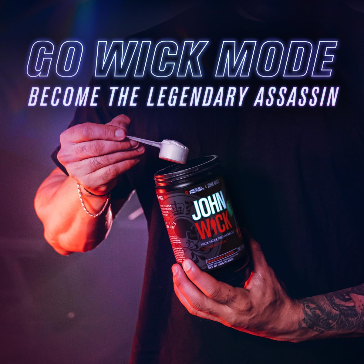Jacked Factory X John Wick - Wick Mode Pre Workout Powder - Intense Energy, Battle-Ready Focus, Unstoppable Commitment, and Sheer Will - 40 Servings, Osaka Cherry Blossom