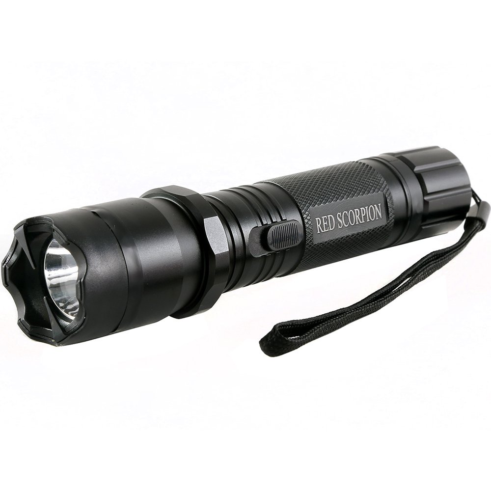 Red Scorpion Metal Stun Gun 1101-1000 Million Volts LED Tactical Rechargeable Flashlight (Black)