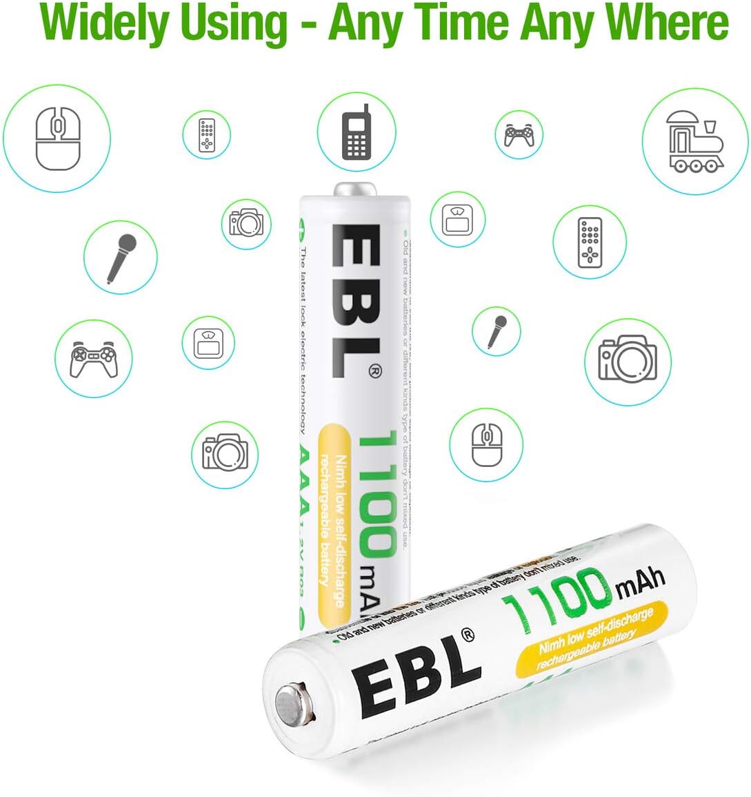 EBL 8 Pack AAA Ni-MH Rechargeable Batteries AAA Batteries ProCyco Technology (Typical 1100mAh, Minimum 1000mAh): Electronics
