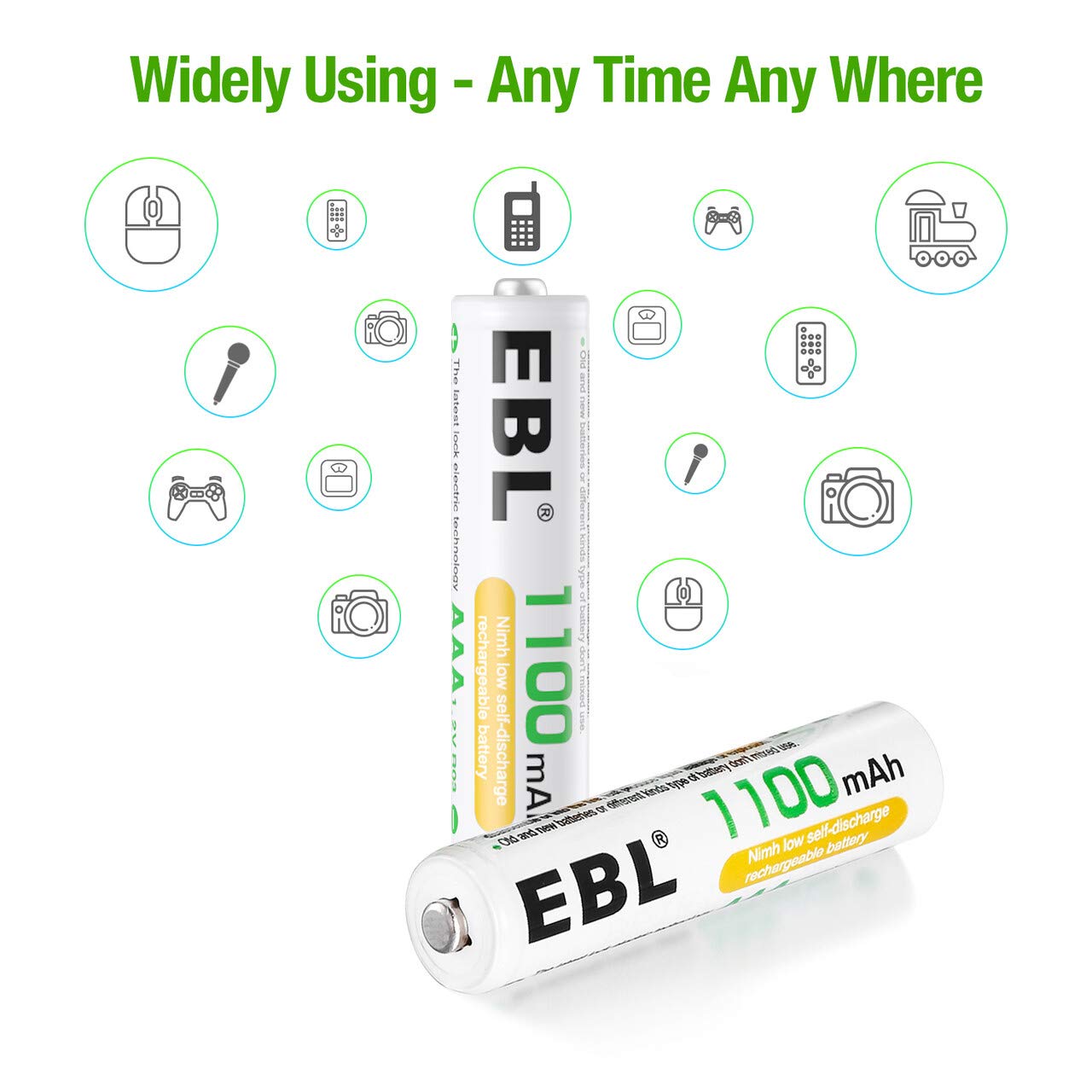 EBL 8 Pack AAA Ni-MH Rechargeable Batteries AAA Batteries ProCyco Technology (Typical 1100mAh, Minimum 1000mAh)