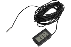 Waterproof Digital Thermometer with Probe, Accurate Measurement, LCD Display, 1m/5m Black Cable (5 Meters)