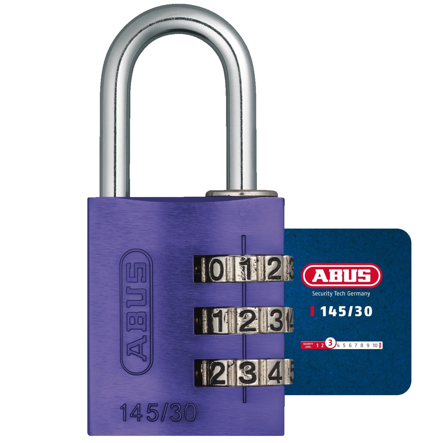 Padlock combination aluminum 30mm lilac