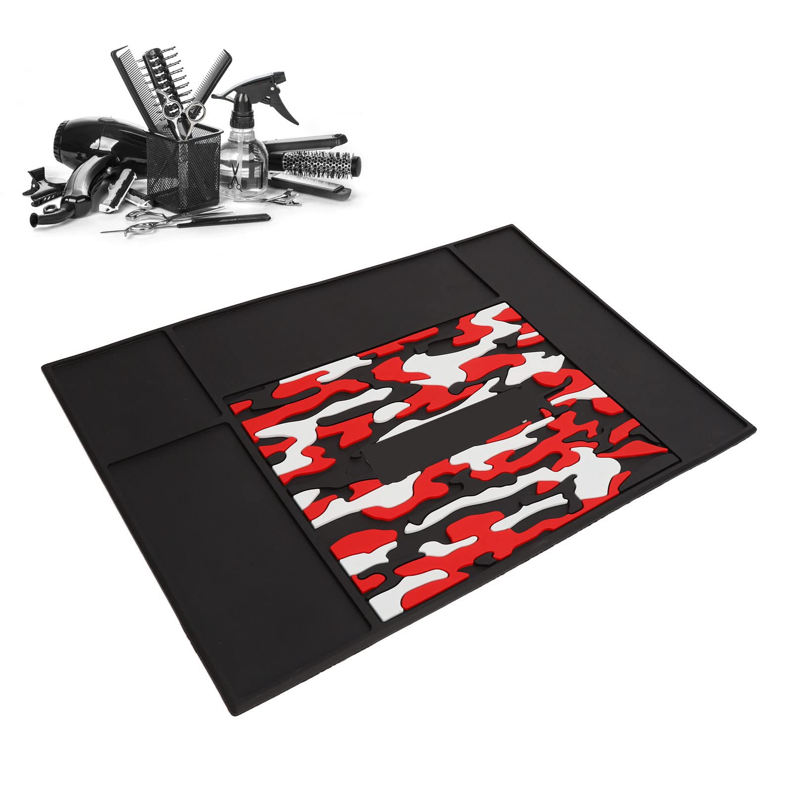 Barber Salon Mats, Barber Station Organizer Pad, Flexible Silicone Stations Mat, Barber Tools Organizer Mat for Beauty Salon