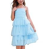 IBTOM CASTLE Girls Sleeveless Tiered Tulle Tutu Dress Summer Teen Semi Formal Birthday Party Homecoming Dresses