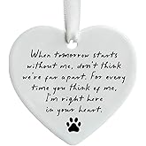 Pet Memorial Ceramic Heart Keepsake, “When Tomorrow Starts Without Me” Remembrance Ornament for Dog or Cat, Loving Memory Sympathy Decor with Gift Box, Pet Loss Bereavement Hanging Heart