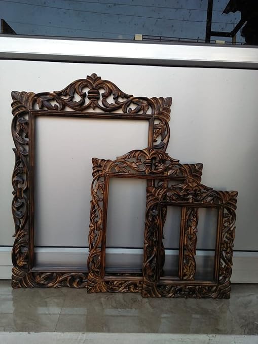 Buy DENCOITRY Wooden Hand Carved Decorative Wall Mirror