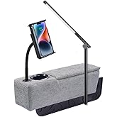 ARMRESTO Multifunctional Sofa Armrest, Couch Armrest with Wireless Charge Stand, Removable Couch Caddy with Storage,Including LED Reading Light