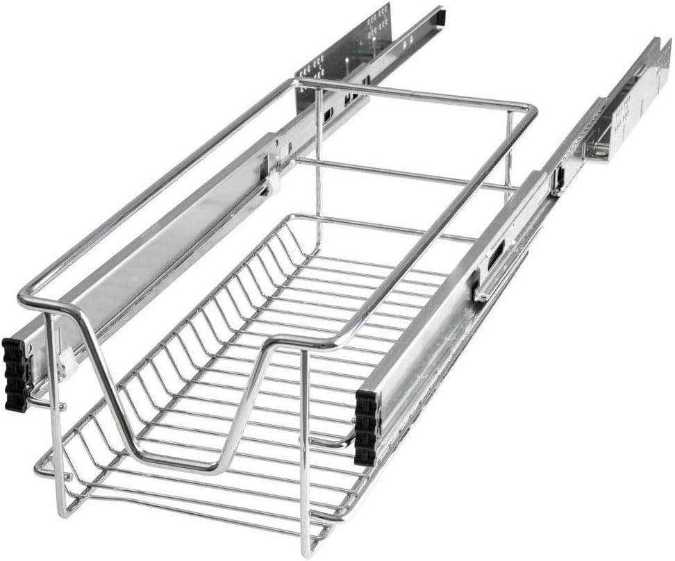 Bremermann Cestello Telescopico Per Armadio - Cassetto Estraibile 40x20x28 Cm Con Guide A Sfera, Carico 10 Kg, Per Pensili E Dispense