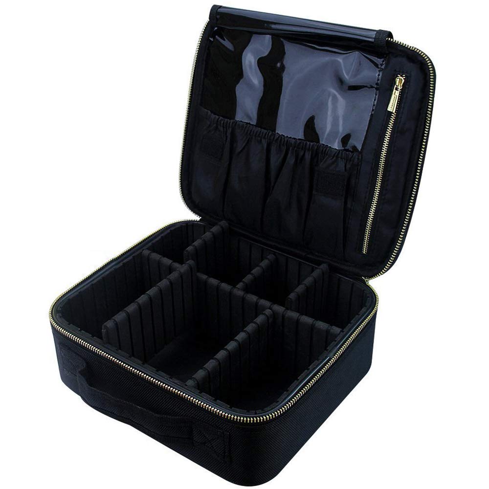 Travel Makeup Case,Chomeiu- Professional Cosmetic Makeup Bag Organizer Makeup Boxes With Compartments Neceser De Maquillaje(Black-M)