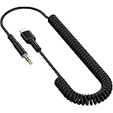 iPhone Aux Cord, Aux to 3.5mm Coiled Lightning Cable Auxiliar Audio Male Cable for iPhone 14 Pro Max 13 12 11 XS XR 8 Plus, M