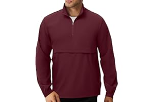 EDITCOZY Men's Lightweight Quarter Zip Pullover Casual Windbreaker for Running Golf Jackets with 3 Pockets