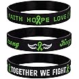 Sainstone Green Mental Health Awareness Ribbon Silicone Bracelets with Motivational Saying - Faith Hope Love - Together We Fight - Cancer Wristbands Gifts for Men Women, Patients, Family