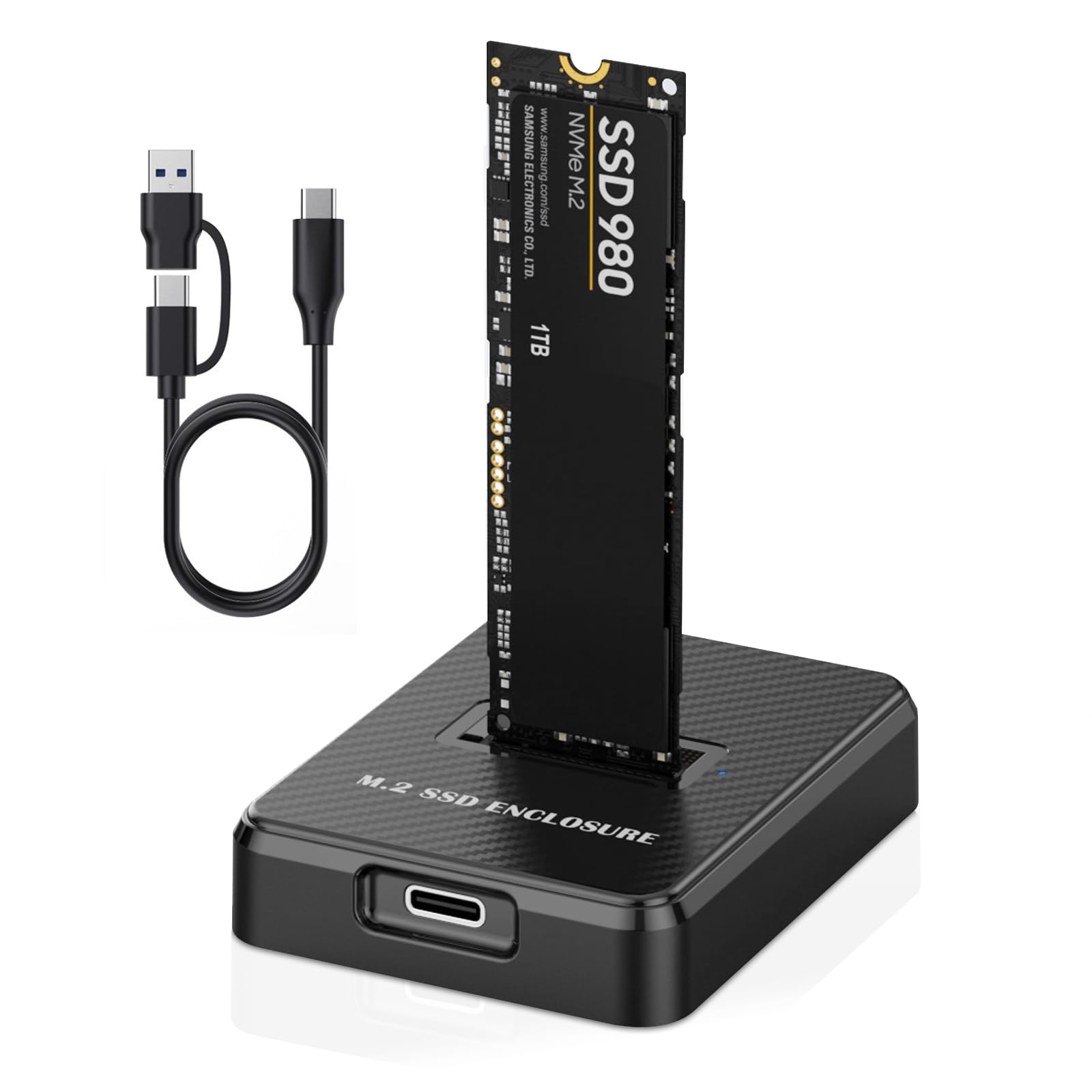 Photo 1 of M.2 NVMe & SATA to USB Adapter - USB 3.2 Gen 2 10Gbps External SSD Enclosure, Aluminium Alloy Housing, Supports M.2 (M Key) NVMe & (B+M Key) SATA SSDs, Plug and Play External Storage Solution