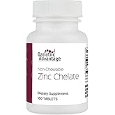 Bariatric Advantage Non Chewable Zinc Chelate - Highly Absorbable - 20 mg Zing Arginine & Glycine - Tablets for Bariatric Surgery Patients - 180 Count