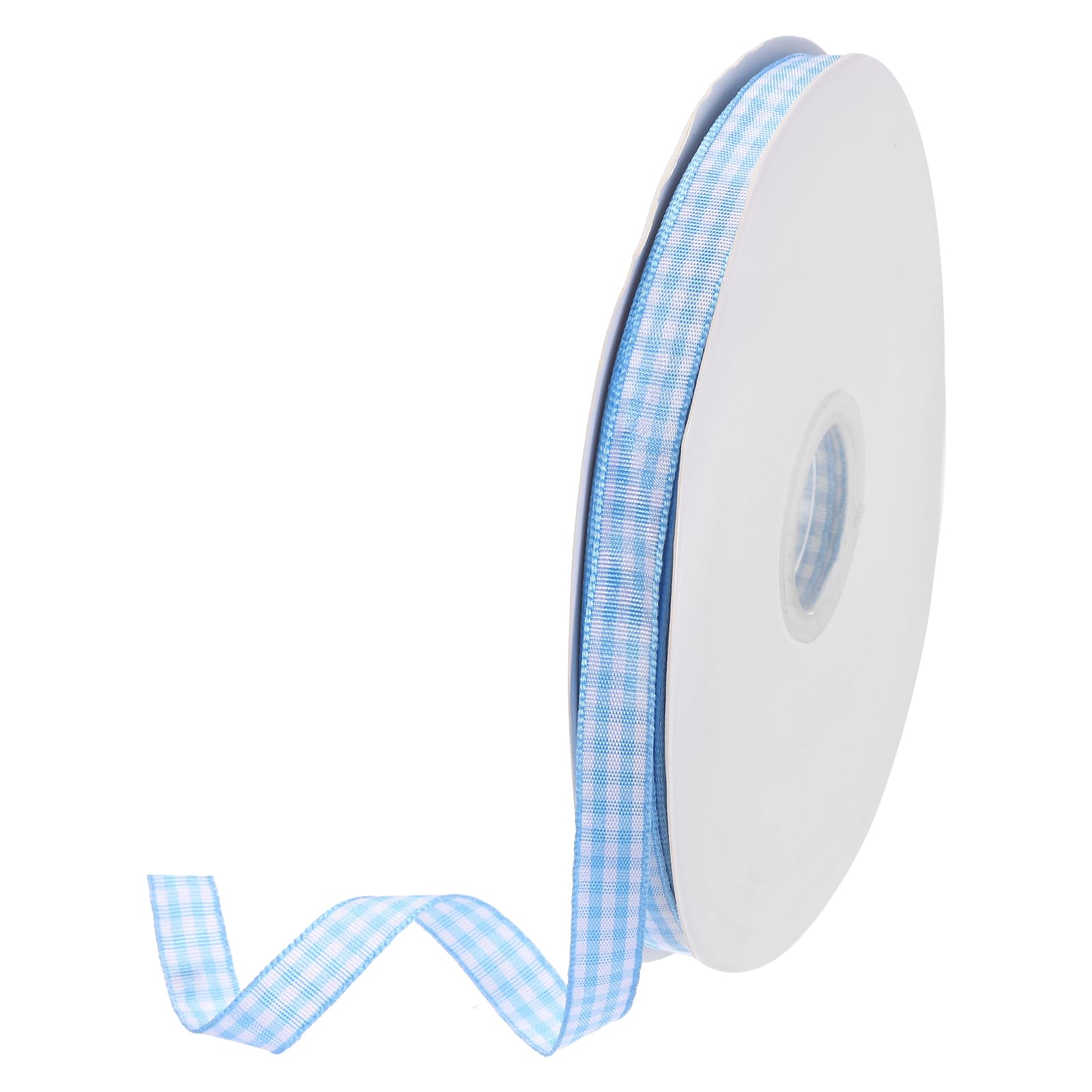 DMiotech 3/8 Inch 50 Yards Gingham Ribbon, Checkered Ribbon Plaid Ribbon for Gift Wrapping Decoration Art Craft DIY, Ice Blue