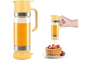 NEODACO Glass Honey Dispenser No-Drip with Handle – 12 oz Maple Syrup Jar Dispenser for Coffee, Pancakes & Waffles – Elegant Glass Syrup Container for Easy Pouring – Honey Jar for Kitchen & Breakfast Table