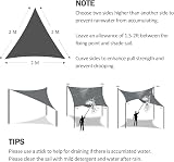 Yeahmart Triangle Sun Shade Sail 2x2x2m with Fixing Kit Grey Waterproof UV 98% view 7