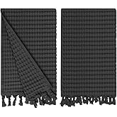GILDEN TREE Decorative Waffle Hand Towels for Bathroom, 20x35 Large, Quick Drying Fingertip Towel, 2 Pack, Modern Style (Faded Black)