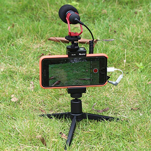 AFVO Phone Clamp Tripod Mount Adapter with Cold Shoe & Bubble Level, Vertical & Horizontal Metal Smartphone Holder Video Rig