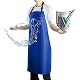 Vammcht Waterproof Apron with Comfortable Adjustable Bib Rubber Vinyl Dishwasher Heavy Duty Apron for Men Women Dishwashing