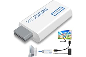 Herfair Wii to HDMI Adapter, Wii to 1080P HDMI Converter with 3.5mm Audio Output, Wii Console to HDMI TV/Monitor Connector Supports All Wii Display Modes (White, Plug & Play)