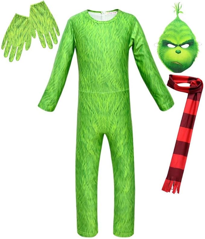 Vestito Da Stella Di Natale.Luminous1128 The Grinch Costume Kids Santa Grinch Costume Deluxe Con Maschera Per Bambini Vestito Da Babbo Natale Costume Da Festa Di Natale Per Ragazzi 4 9 Anni Amazon It Abbigliamento
