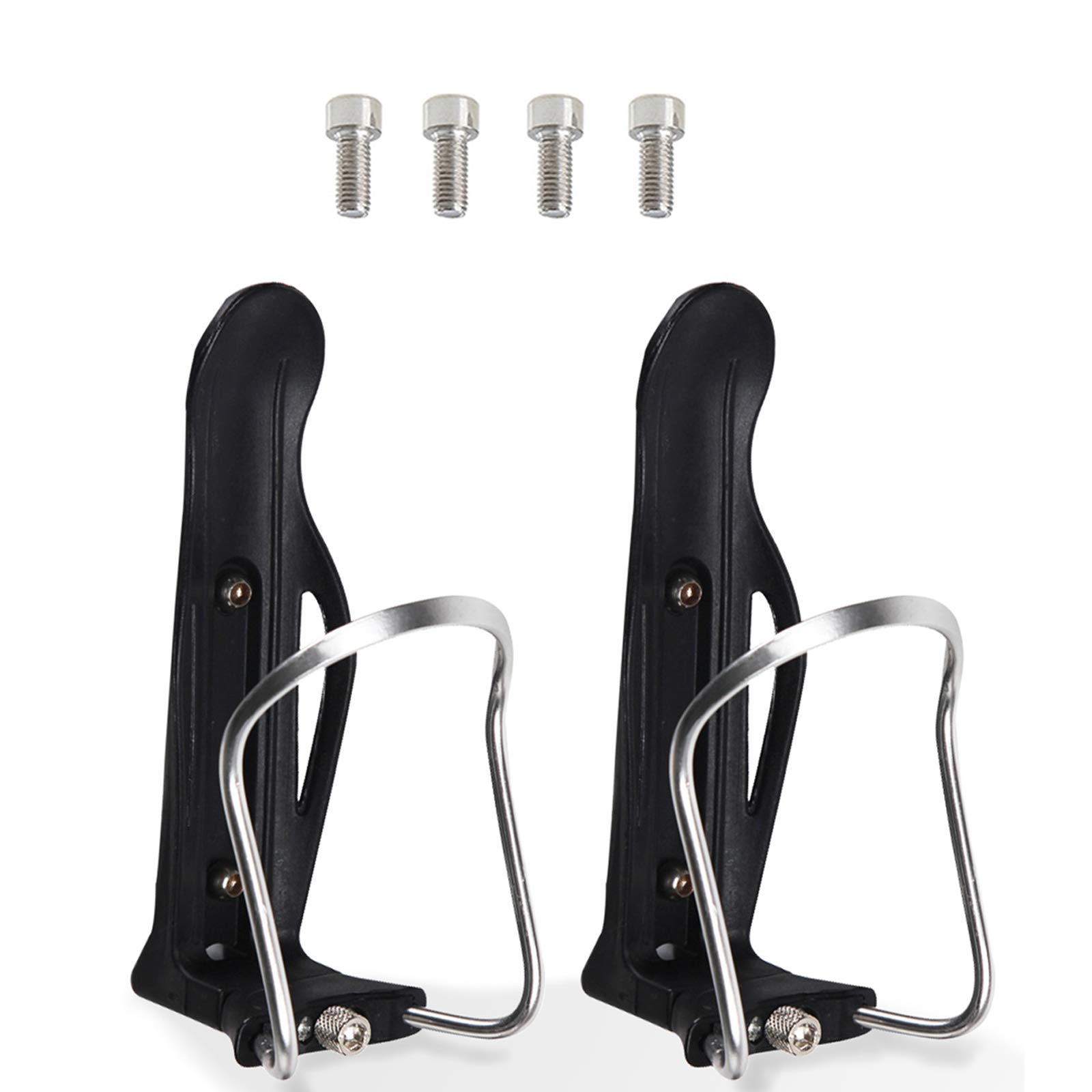Runaup 2 Pack Bike Water Bottle Cages, Lightweight Aluminum Alloy Bicycle Water Bottle Holder Brackets for Outdoor Activities(Silver)