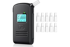 feifeaouy Breathalyzer - Alcohol Breathalyzer Tester with 10 Reusable Mouthpieces, Personal Breathalyzers for Alcohol with LCD Digital Display, High-Accuracy Breathalizer for Home, MR801 (Black)