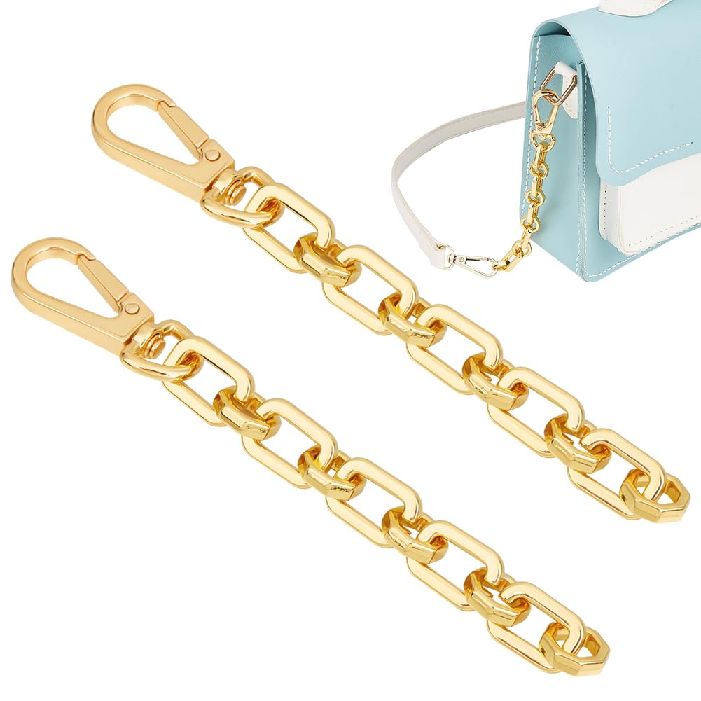 UNICRAFTALE 2Pcs Alloy Bag Chain Golden Bag Extender Chains 14cm Purse Chain Metal Shoulder Bag Strap Extender with Swivel Snap Hook for Bag Straps Replacement Accessories