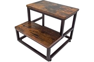 YAKANJ Step Stools for Adults Kids,Heavy Duty Sturdy Step Stool Helper for Kitchen Bathroom,Hold Up to 500 Lbs Capacity Metal Frame-Brown