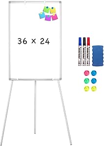 Easel Whiteboard - Magnetic Portable Dry Erase Easel Board 36 x 24 Tripod Whiteboard Height Adjustable Flipchart Easel Stand White Board for Office or Teaching at Home &amp; Classroom