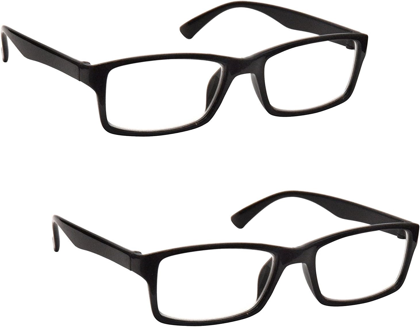OPULIZE PEP Classic Reading Glasses for Women Men Scratch Resistant Rectangular Frame with Spring Hinges, Black +3.5 (Pack of 2)