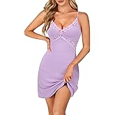 Rooscier Women's Sexy Lace Sleepwear V Neck Chemise Lingerie Babydoll Nightgown