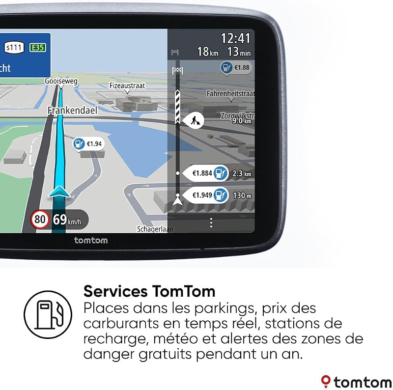 GPS GO Superior (Ecran 7 Pouces, Info Trafic, Alertes de Zones de Danger, Cartes Monde, Mise à Jour Rapide Via WiFi, Prix du Carburant, Fixation Magnétique Alimentée) - Nouveau Logiciel
