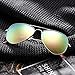 JM Retro Mirror Aviator Sunglasses for Men Women Metal Frame Sun Glasses UV 400 Protection (Gold/Pink)