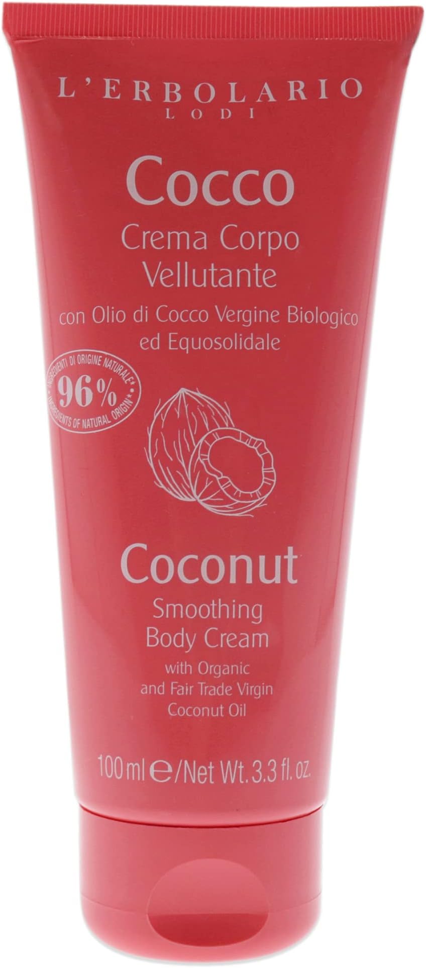 L'Erbolario Coconut Smoothing Body Cream for Women 3.3 oz Nourishing Moisturizer