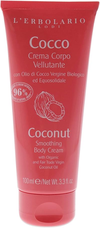 L'Erbolario Coconut Smoothing Body Cream for Women 3.3 oz Nourishing Moisturizer