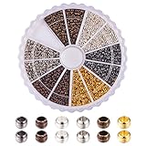 PandaHall Elite 3000 Pcs 6 Colors 2mm Brass Tube Crimp Beads Cord End Caps for DIY Jewelry Making