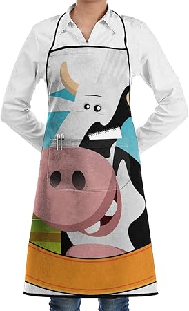 Amazon Com Vicrunning Cartoon Cow Banner Aprons Bib For Mens