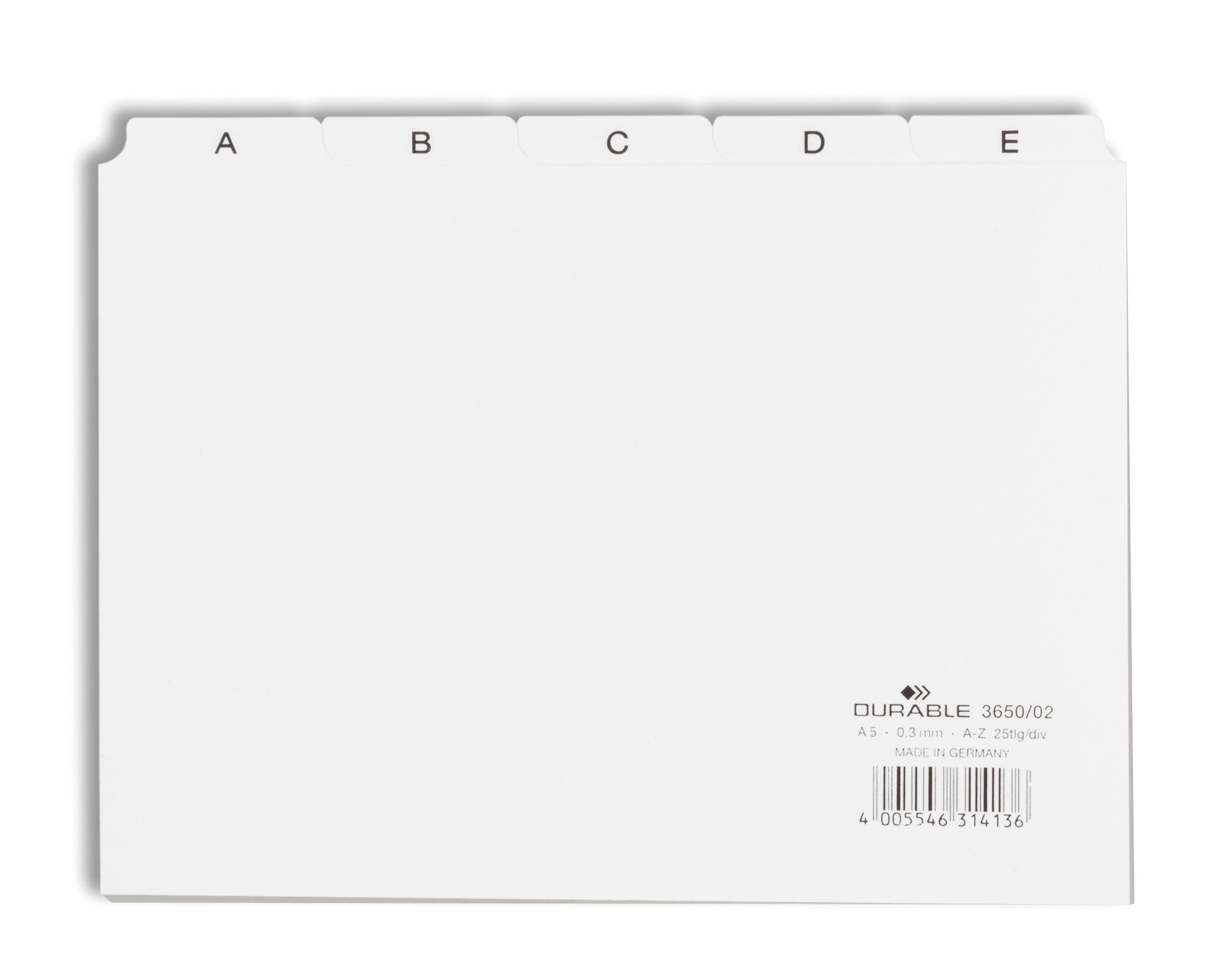 Durable A5 Index Card Set | Includes Printed A-Z Tabs | White | Made of Strong PVC | Perfect for Organising Documents | Pack of 1