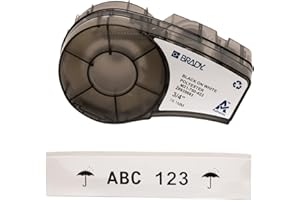Brady Authentic (M21-750-423) Harsh Environment Polyester Label for Barcode, Solar Panel, Printed Circuit Board, Black on White- For M210, M210-LAB, M211, BMP21-PLUS and BMP21-LAB Printers, .75"W 21'L