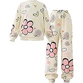 SweatyRocks Girl's 2 Piece Sets Oversized Graphic Sweatshirt and Pants Fall Outfits