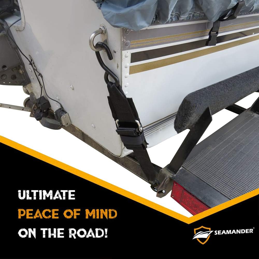 Seamander Marine Boat Trailer 2 inch Trailer Transom Tie-Down Straps (Black, 2-Piece): Automotive