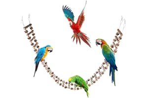 DNOIFNE Bird Parrot Ladder Bridge Toy, Bird Swing Toy, Natural Pepper Wood Hanging Pet Chewing Toy, Rat Hamster Climbing Toys, Cage Accessories for Bird Parrot Rat Squirrel Sugar Gliders