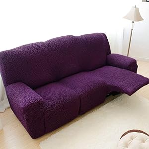 HUANXA Stretch Recliner Sofa Slipcover, Electric Sofa Cover Pet-Proof Furniture Protector Couch Covers for 1 2 3 Cushion Couch Reclining Sofa -Dark Purple-Loveseat 150-200cm