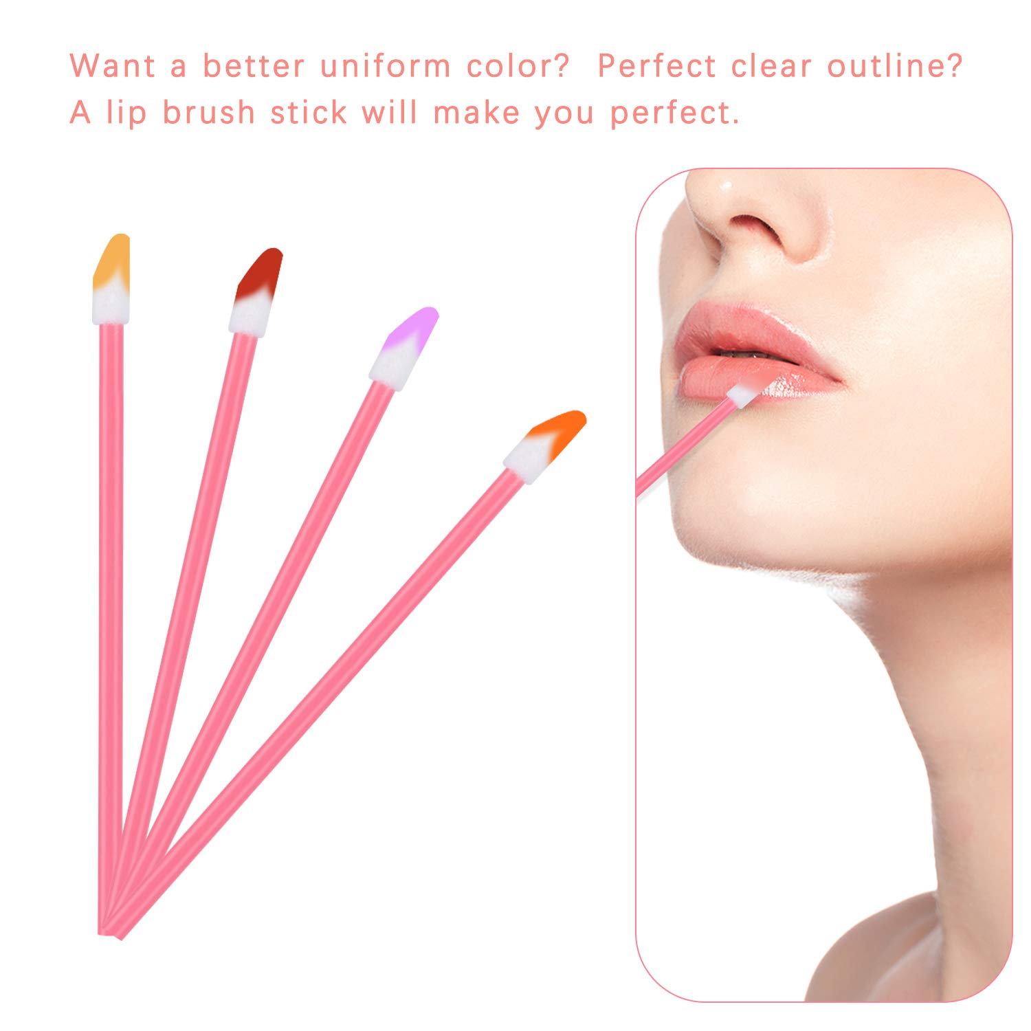 650PCS Disposable Lip Brushes Lip Gloss Applicators Make Up Brush Lipstick Lip Gloss Wands Makeup Applicators Brushes Applicator Tool Makeup Beauty Tool Kits Disposable Lip Brushes Tool Kits Pink: Beauty