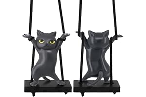 ATHAND Car Swinging Ornament,Cute Cat Pendant Swinging Hanging,Cat Cars Decorations Funny Gifts for Women,Cool Car Accessories(Black)