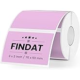 FINDAT Purple Thermal Labels 2 × 3 Inch Vinyl Rectangular Waterproof Direct Printer Sticker Self-Adhesive Perforated Name Tag for Logo DIY QR Design Office Address 500 PCS