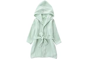 TADO MUSLIN Organic Cotton Toddler Bathrobe, Soft and Breathable Baby Robe for Kid, Boy& Girl Hooded Robe Muslin